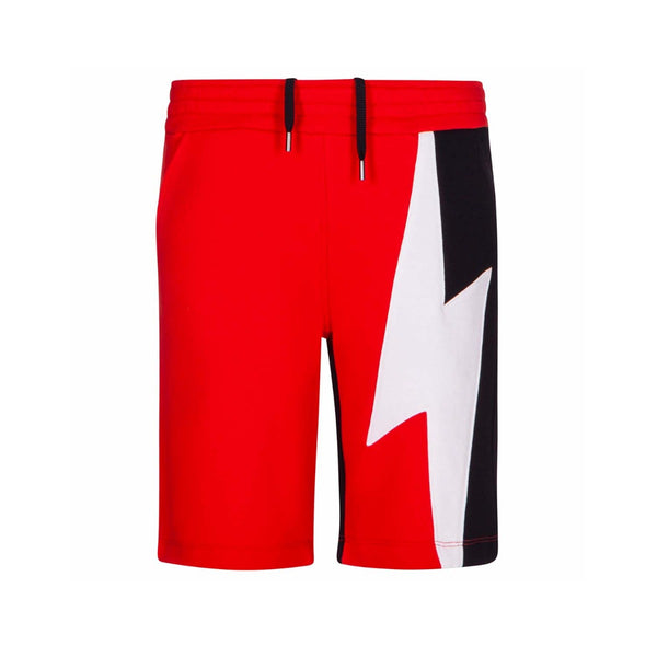 Boys Lightning Print Color Block Shorts