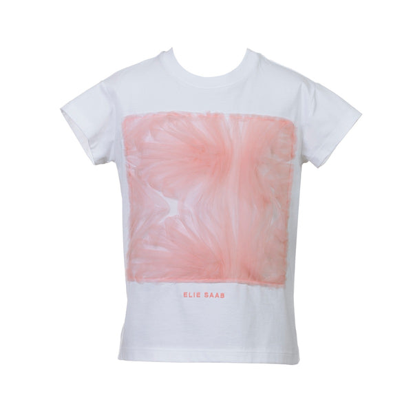 Pink Net Ruching With Logo T-shirt