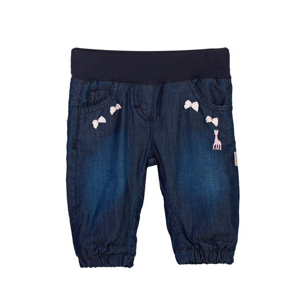 Blue Denim For Baby With Bow On Pockets Side