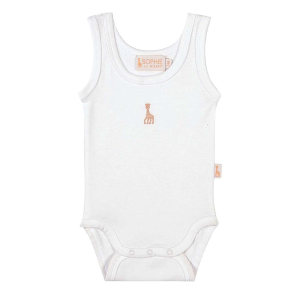 Giraffe Tank Baby Romper - White