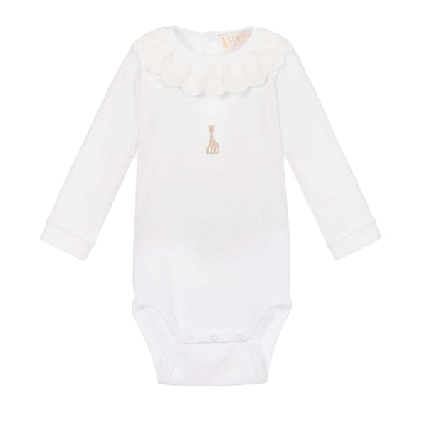 White Cotton Giraffe Baby Bodysuit
