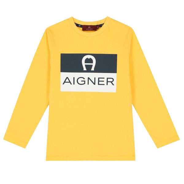 Boys Yellow Logo Long Sleeve T-shirt