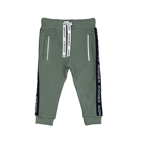 Baby Boys Green Cotton Logo Joggers