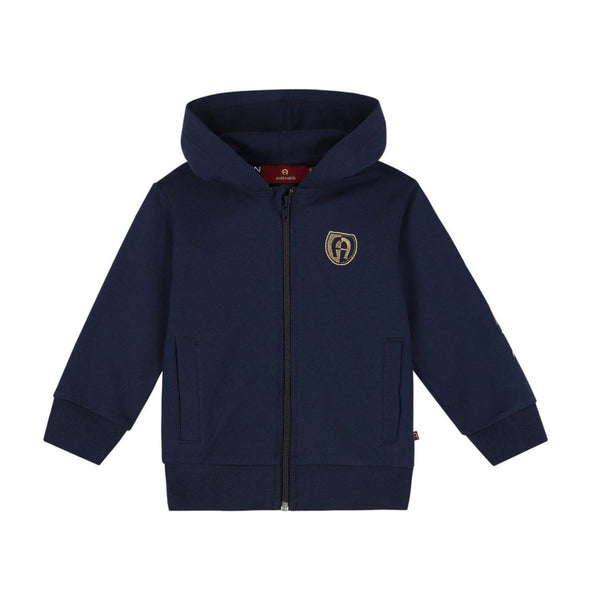 Baby Boys Navy Logo Zip Up Hoodie