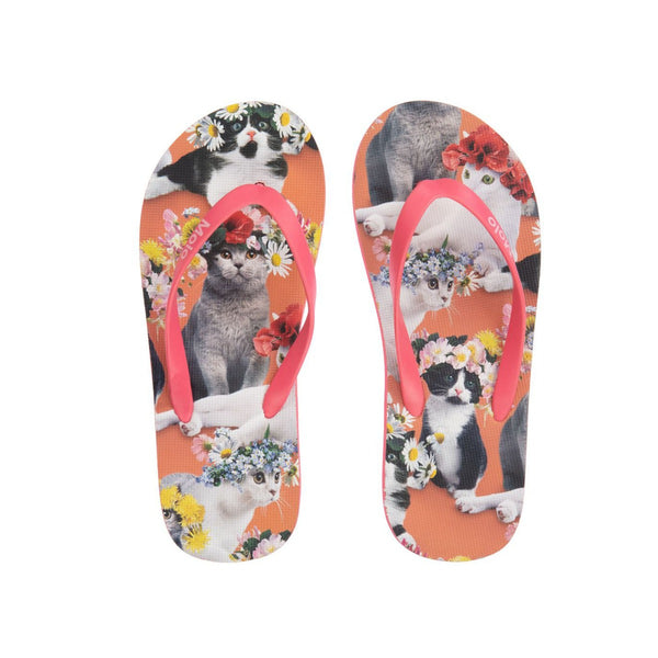 Teen Pink Cat Flip Flops