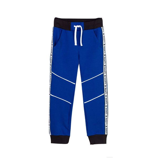 Boys Logo Stripes Drawstring Blue Track Pants