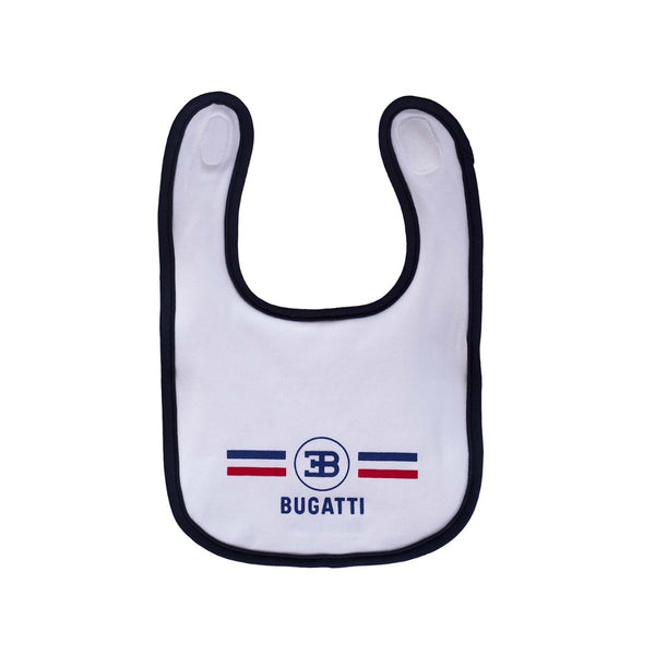 Baby Boys Logo White Bib with Flag Stripes