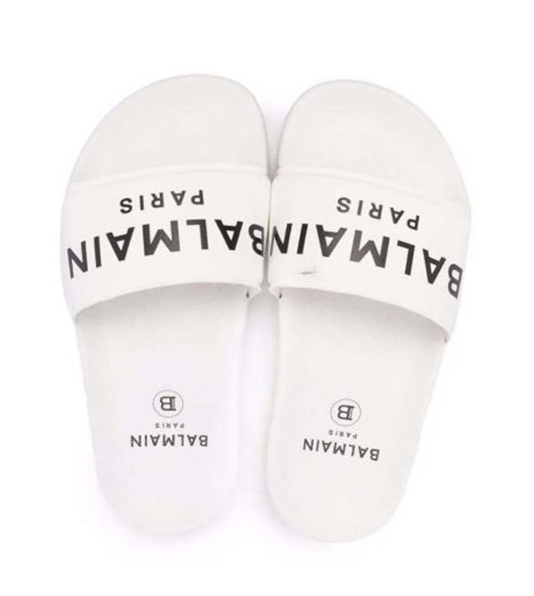 Unisex White Logo Slides