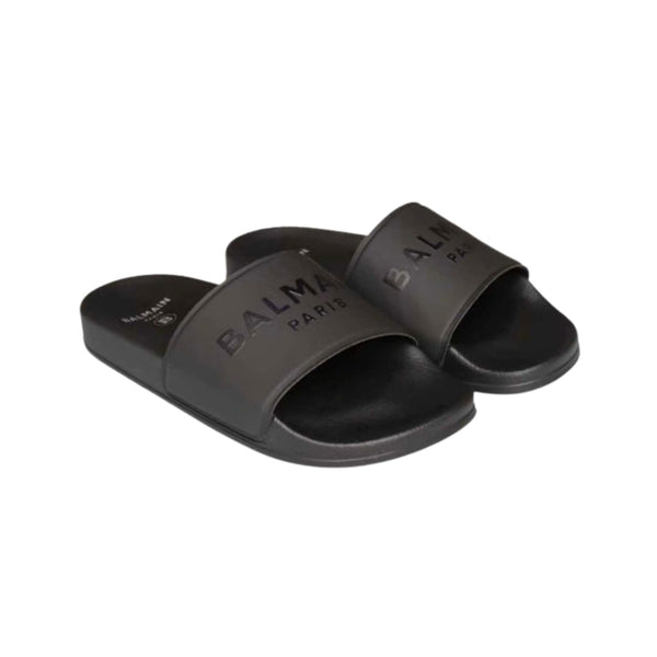 Unisex Black Logo Slides