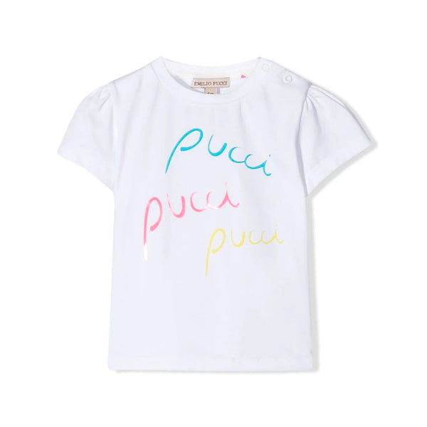 Emilio Pucci Print White T-shirt For Baby
