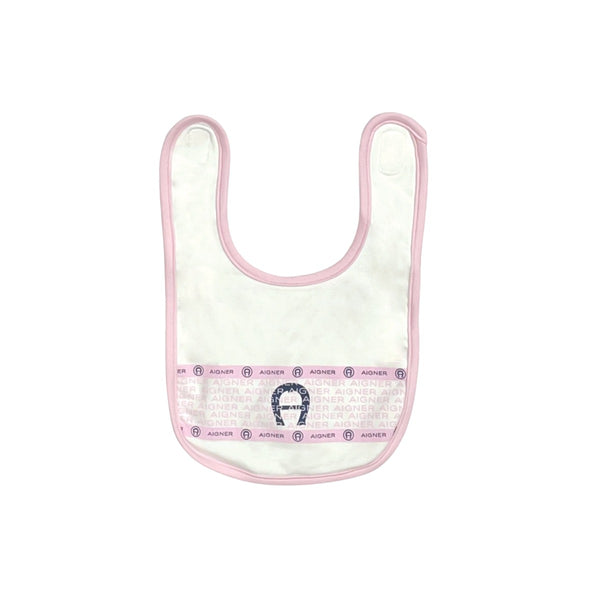 White & Pink Pima Cotton Bib