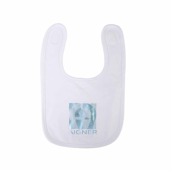 White Logo Cotton Baby Bib