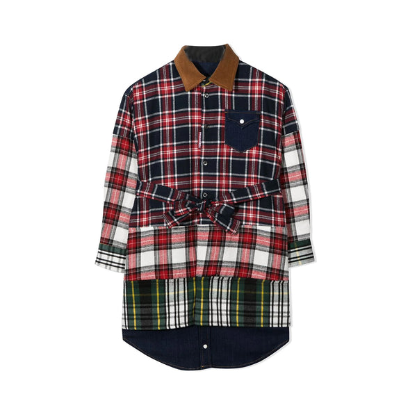 Plaid Patchwork Shirt Dress