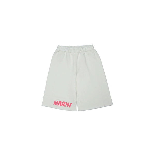 White Fleece Shorts With Marni Logo