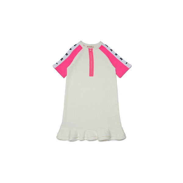 White Colour Block Cotton Dress