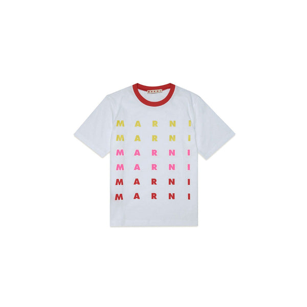White Jersey T-Shirt With Multicoloured Logo