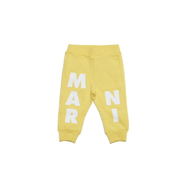 Yellow Cotton Joggers Trousers With Marni Logo