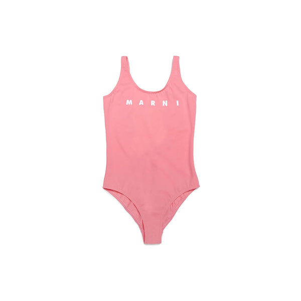 Pink One-Piece Swimming Suit With Logo