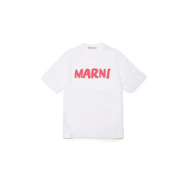 White Jersey T-Shirt With Marni Logo