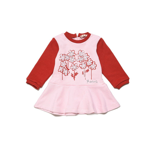 Baby Girls Pink Flowers Print Dress