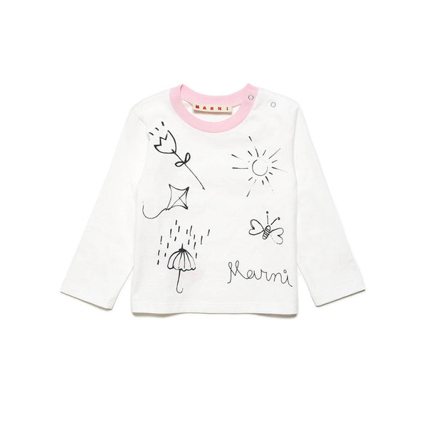 Baby Girls White Logo Print T-Shirt