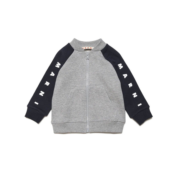 Kids Grey With Zip Logo Bands Sweatshirt