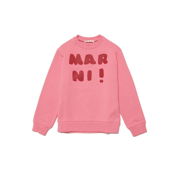 Kids Pink Cotton Logo Print Sweatshirt
