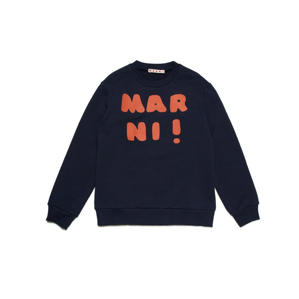 Kids Blue Cotton Logo Print Sweatshirt