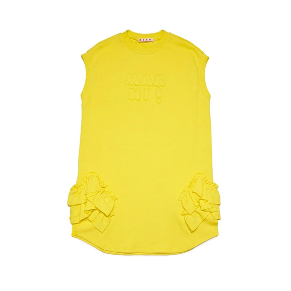 Girls Yellow Logo-Embroidered Dress