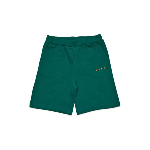 Unisex Green Logo-Print Fleece Shorts