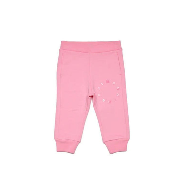 Baby Girls Pink Round Logo-Print Jogger