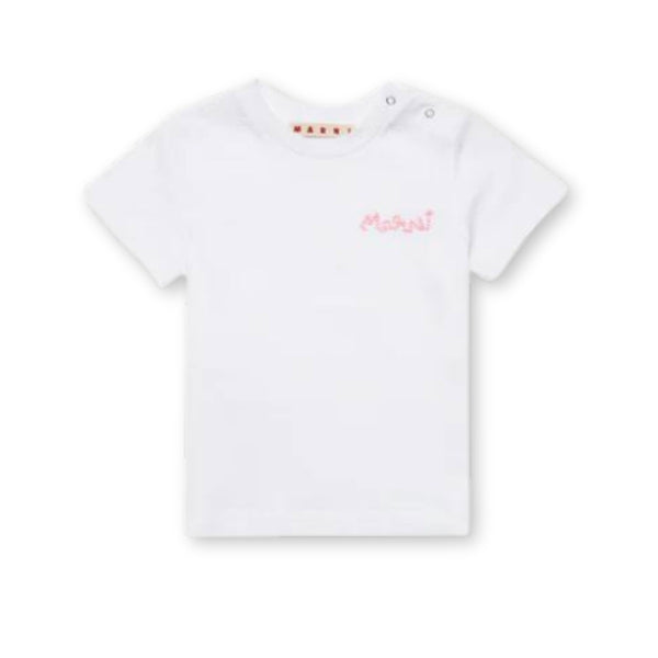 Baby Unisex White Chain Logo-Print T-shirt