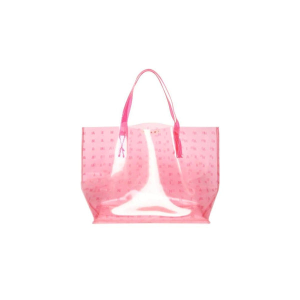 Girls Pink Logo Allover Transparent Hand Bag