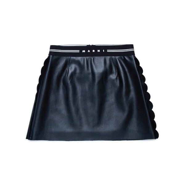 Girls Black Fake Leather Mini Skirt