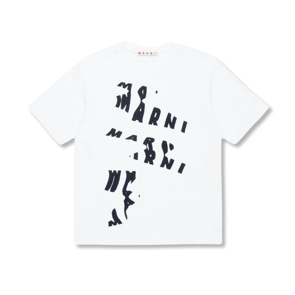 Unisex White Melted-Logo Cotton T-Shirt