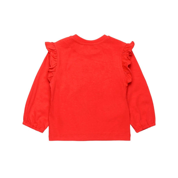 Baby Girls Red Flower-Print Ruffle T-Shirt