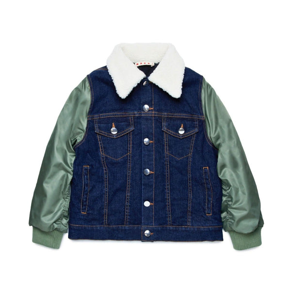 Boys Blue Denim Jacket With Bomber Sleeves