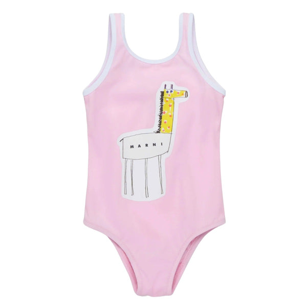 Baby Girls Pink Giraffe-Print Swimsuit