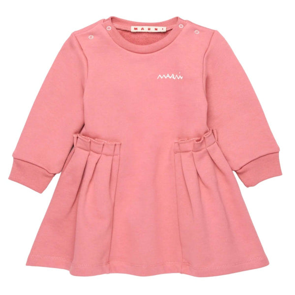 Baby Girls Pink Logo-Embroidered Dress