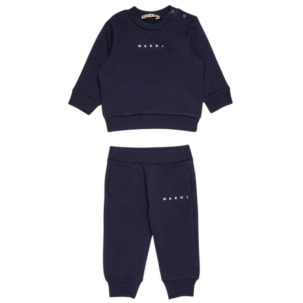 Baby Unisex Blue Logo-Embroidered Tracksuits
