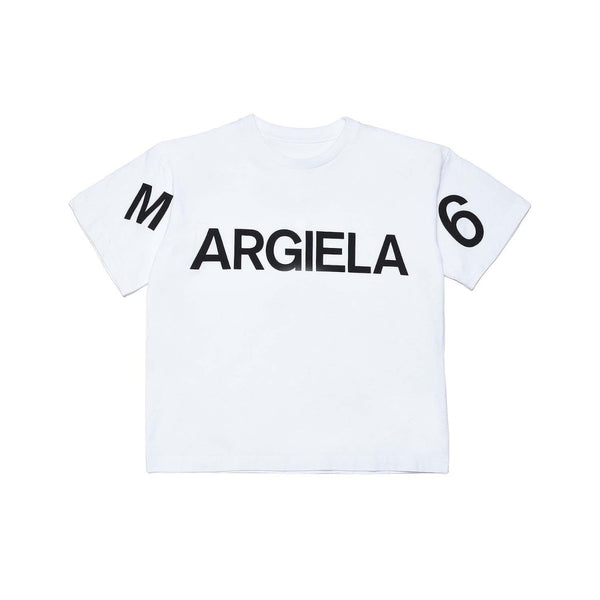 White T-Shirt With Margiela 6 Displaced Logo