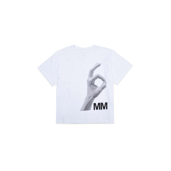 White T-shirt with six hand front print