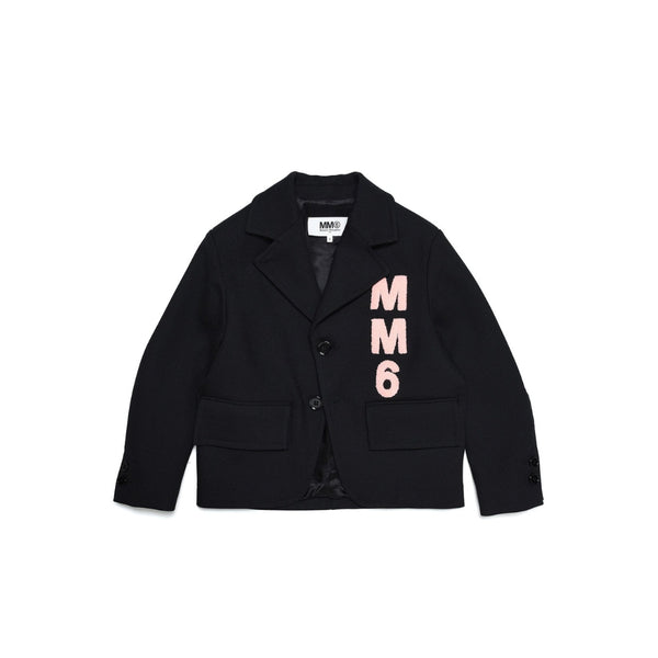 Black techno wool jacket with lapels