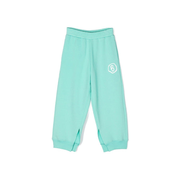 Girls Sea Green Logo Print Track Pant