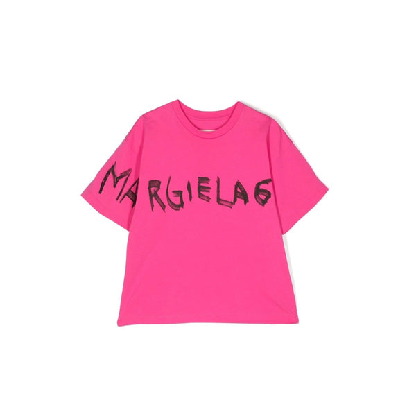 Girls Pink Logo Print Cotton T-Shirt