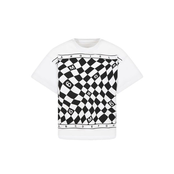 Girls White Monochrome Print T-SHirt