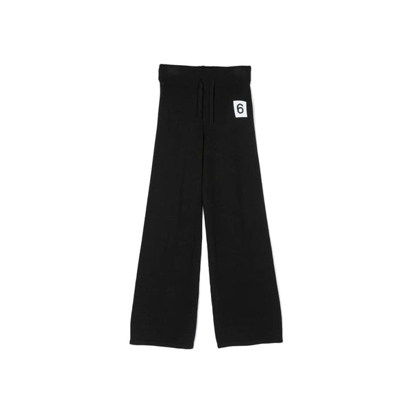 Girls Black Logo Print Wide Leg Trousers