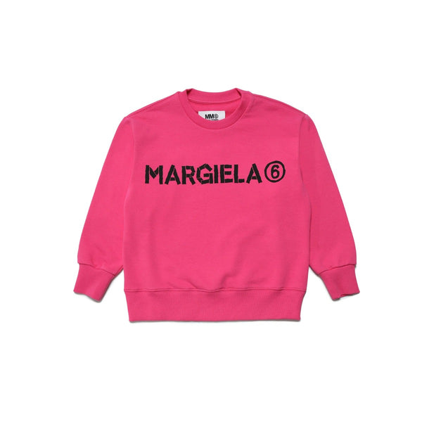 Girls Pink Cotton Logo Print Sweatshirt
