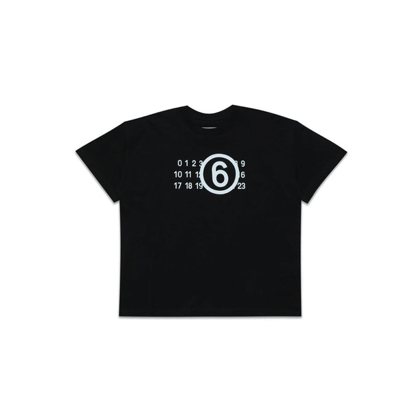 Kids Black Cotton Rubberized Logo T-shirt