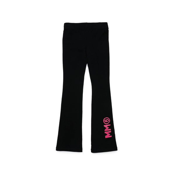 Girls Black Logo-Print Flared Trousers